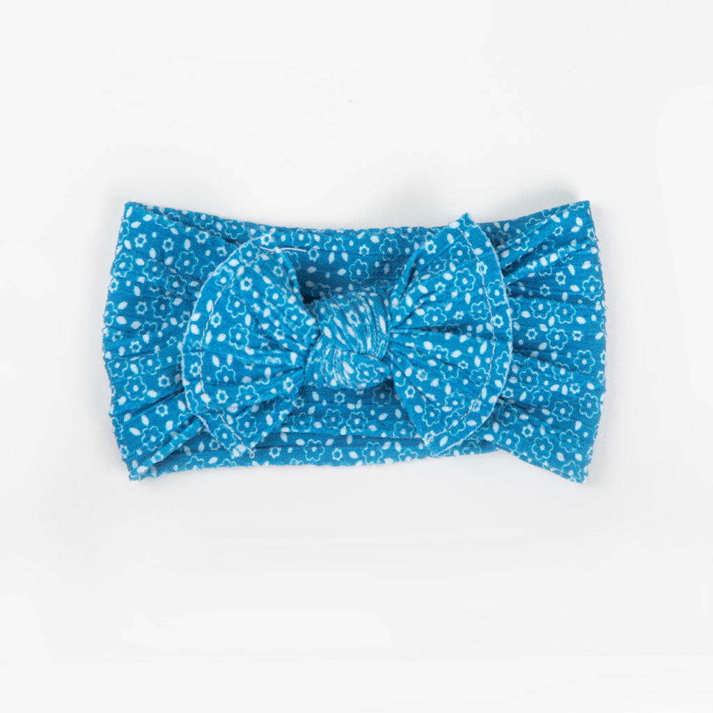 Wild Kind Ayla Wide Bow Headband - Blue Floral