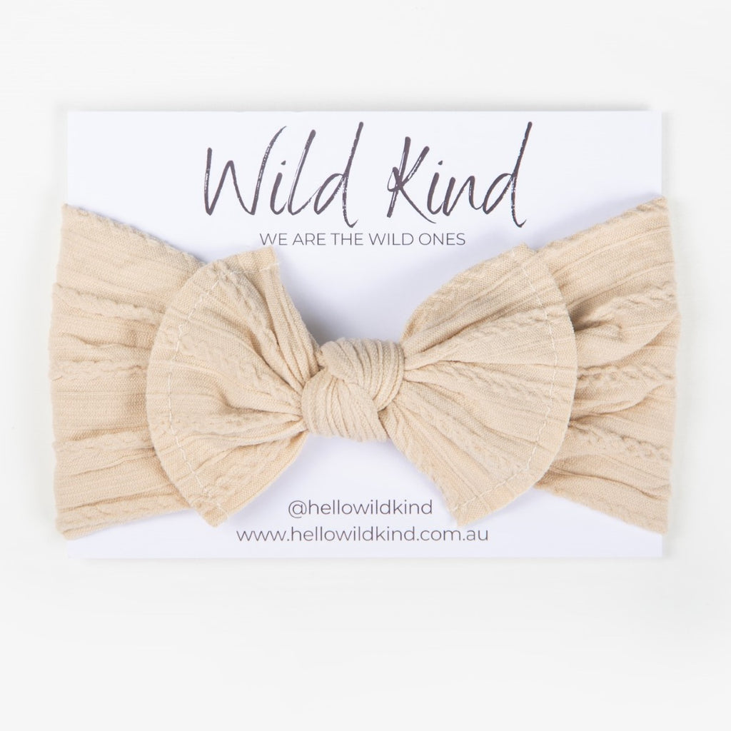 Ayla Wide Bow Headband - Champagne