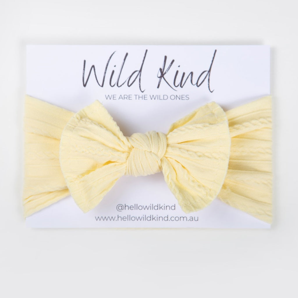 Ayla Wide Bow Headband - Lemon