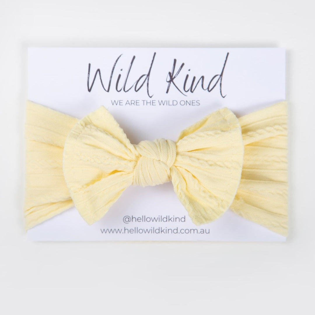 Wild Kind Ayla Wide Bow Headband - Lemon