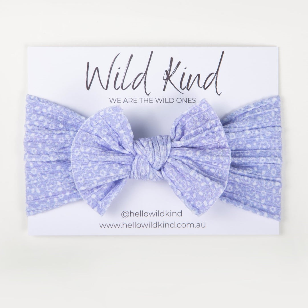 Wild Kind Ayla Wide Bow Headband - Lilac Floral