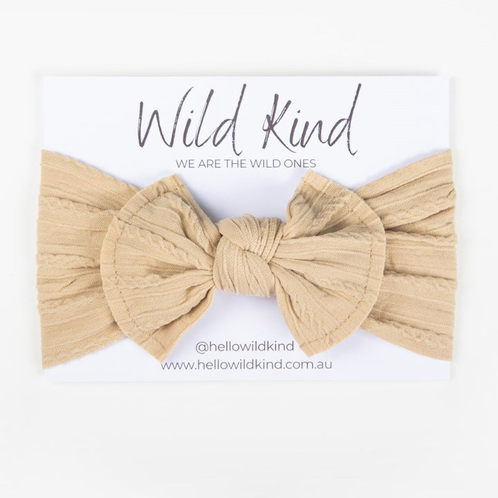 Wild Kind Ayla Wide Bow Headband - Latte