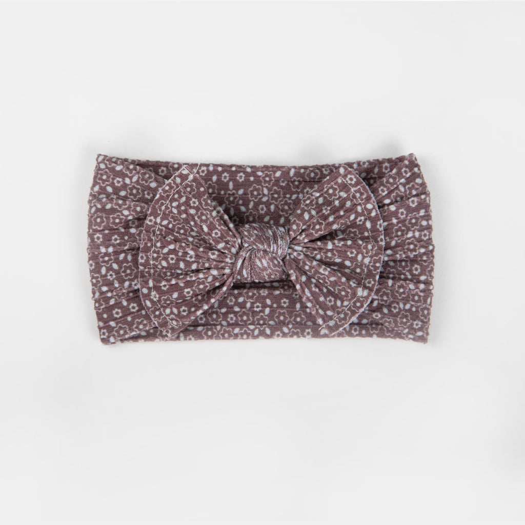 Wild Kind Ayla Wide Bow Headband - Mauve Floral
