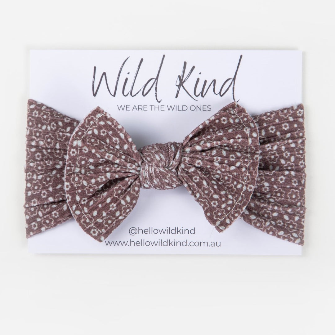 Wild Kind Ayla Wide Bow Headband - Mauve Floral