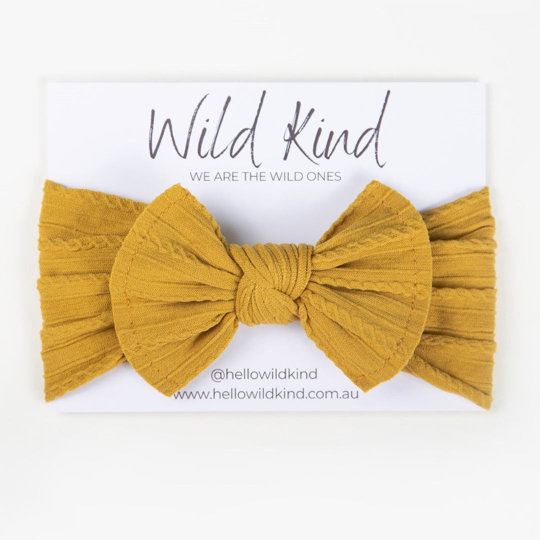 Wild Kind Ayla Wide Bow Headband - Mustard