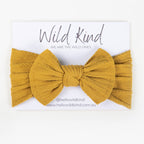 Ayla Wide Bow Headband - Mustard
