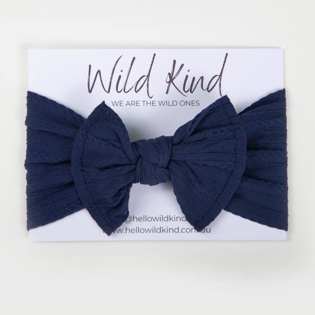Wild Kind Ayla Wide Bow Headband - Navy
