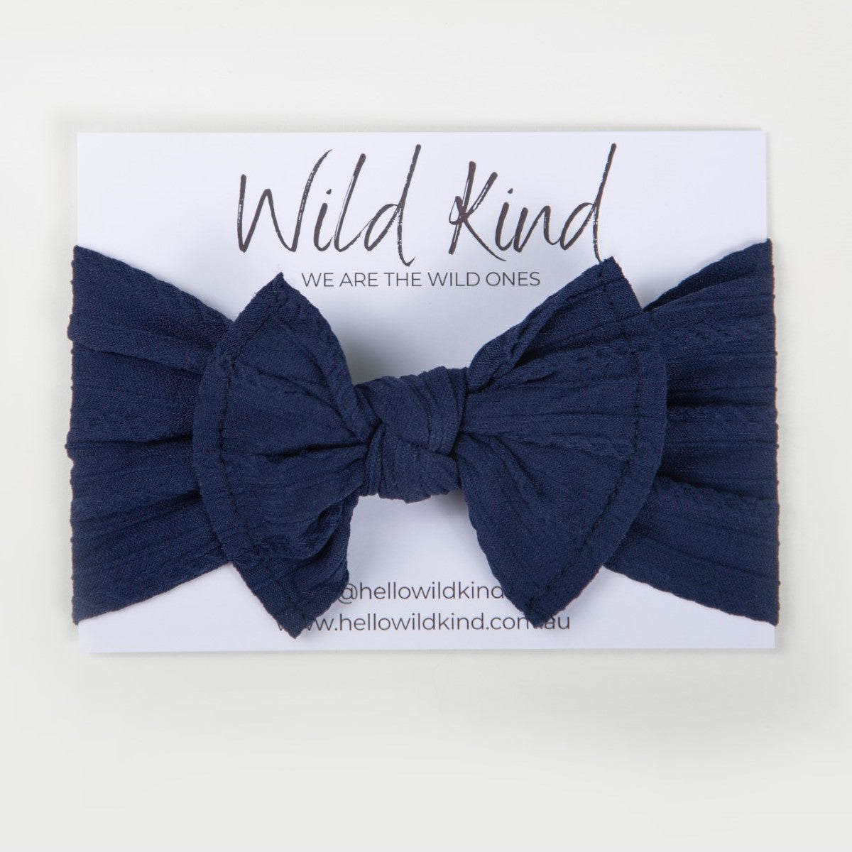 Ayla Wide Bow Headband - Navy