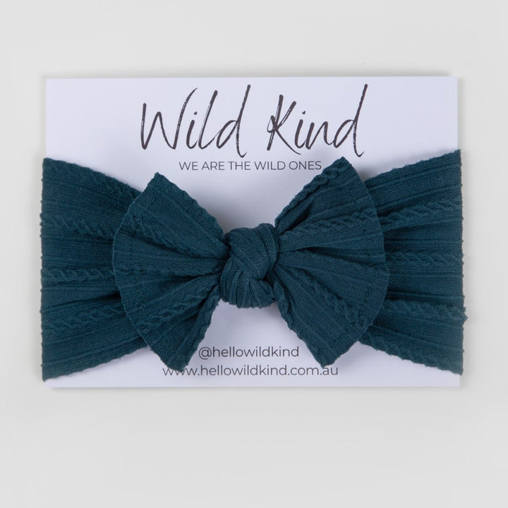Wild Kind Ayla Wide Bow Headband - Ocean