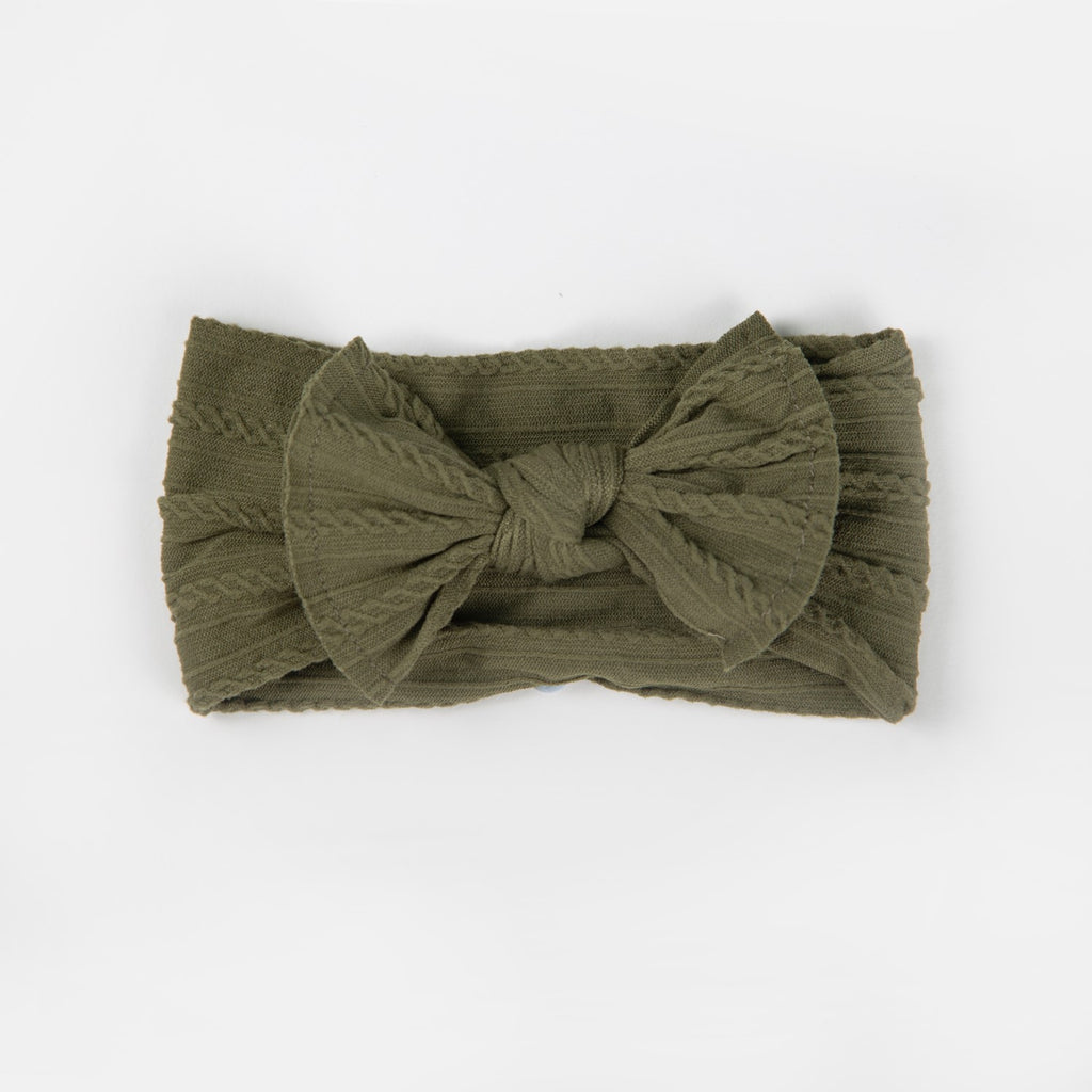 Wild Kind Ayla Wide Bow Headband - Olive