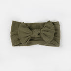 Ayla Wide Bow Headband - Olive