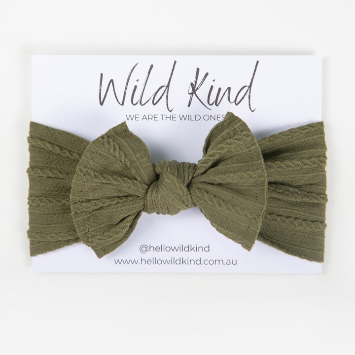 Wild Kind Ayla Wide Bow Headband - Olive