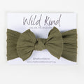 Ayla Wide Bow Headband - Olive
