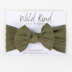 Ayla Wide Bow Headband - Olive