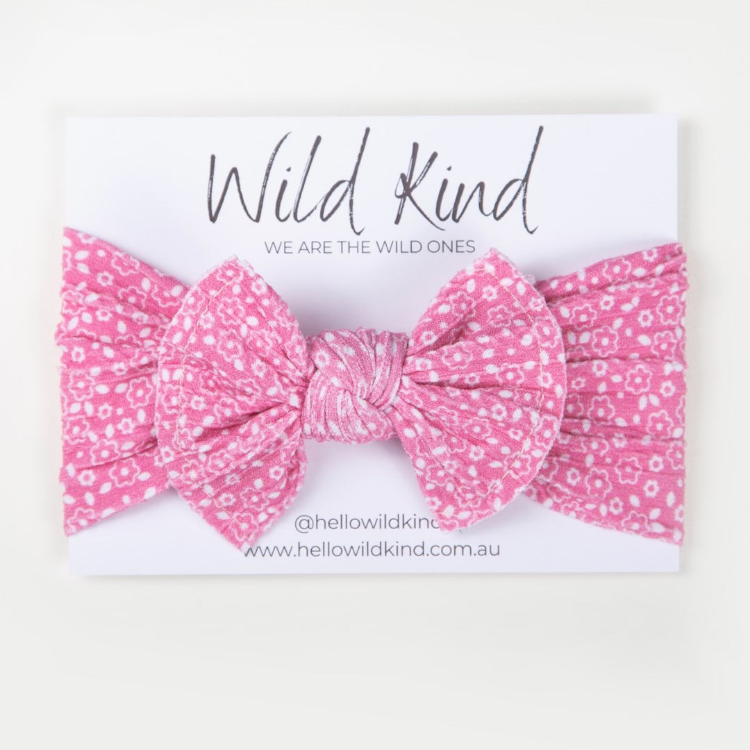Wild Kind Ayla Wide Bow Headband - Pink Floral