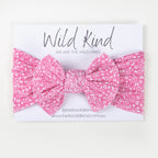 Ayla Wide Bow Headband - Pink Floral