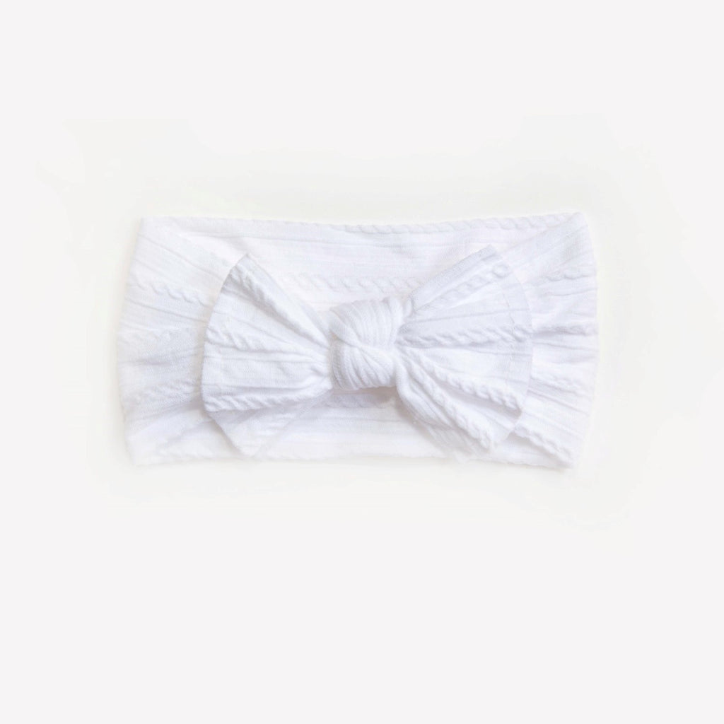 Ayla Wide Bow Headband - Snow