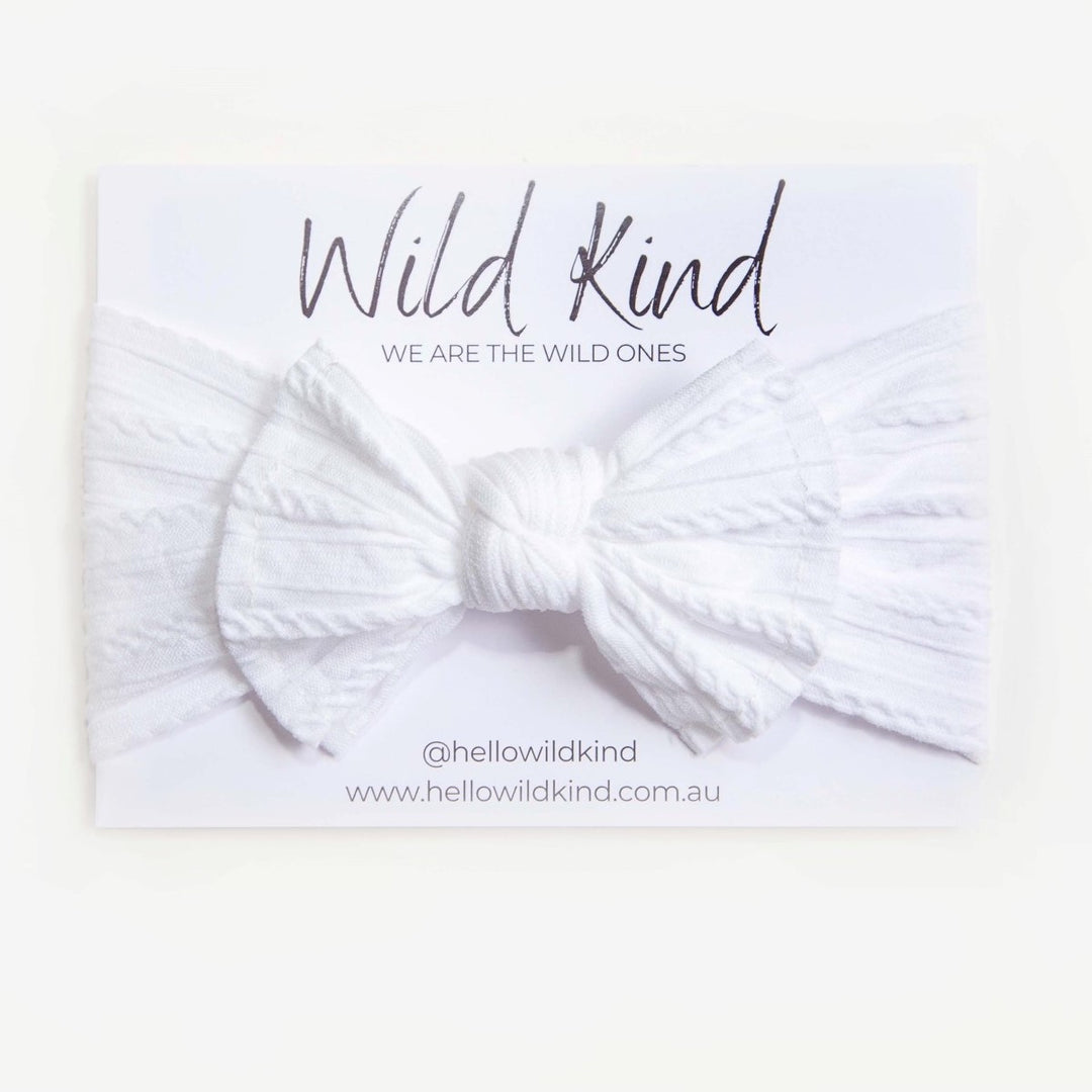 Wild Kind Ayla Wide Bow Headband - Snow