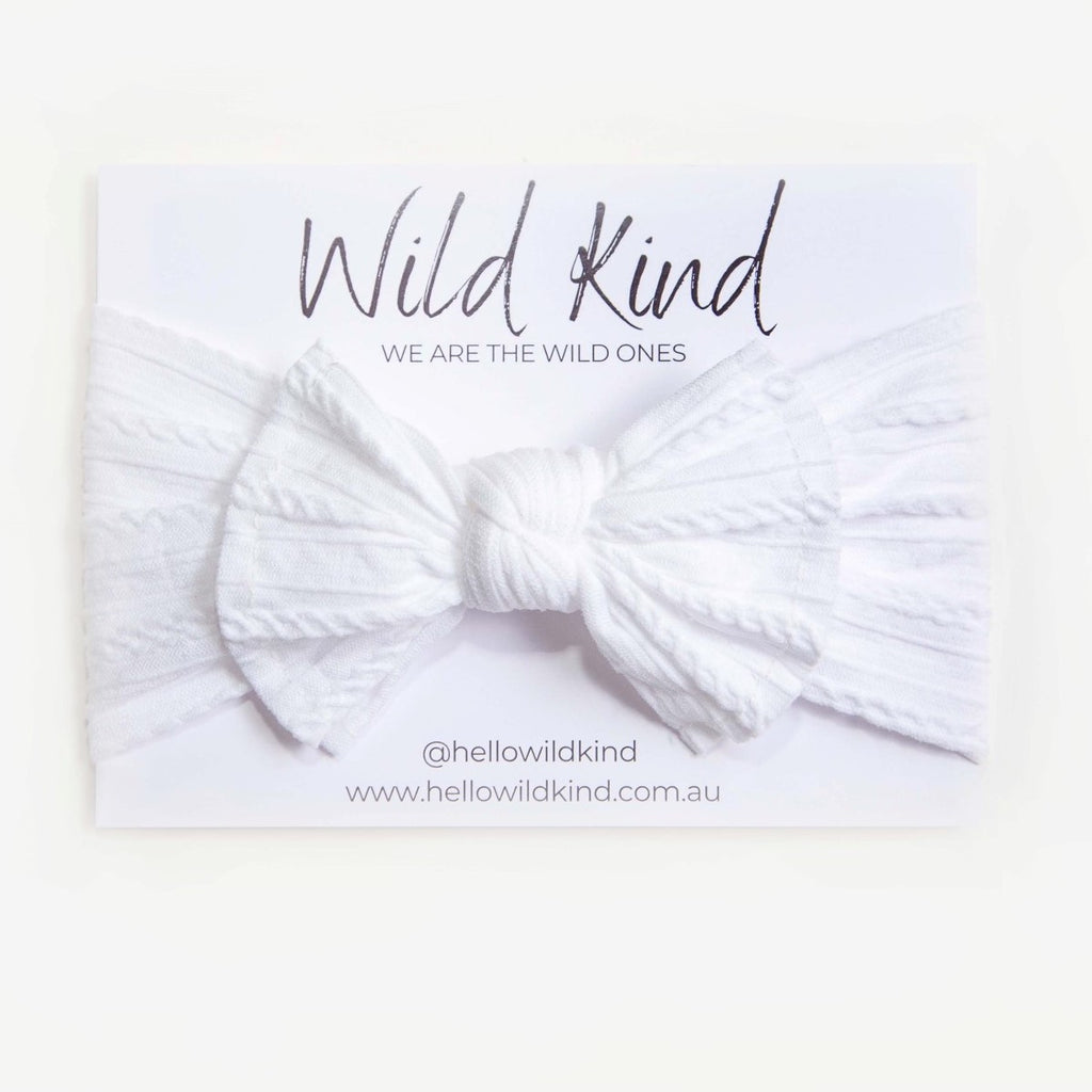 Ayla Wide Bow Headband - Snow
