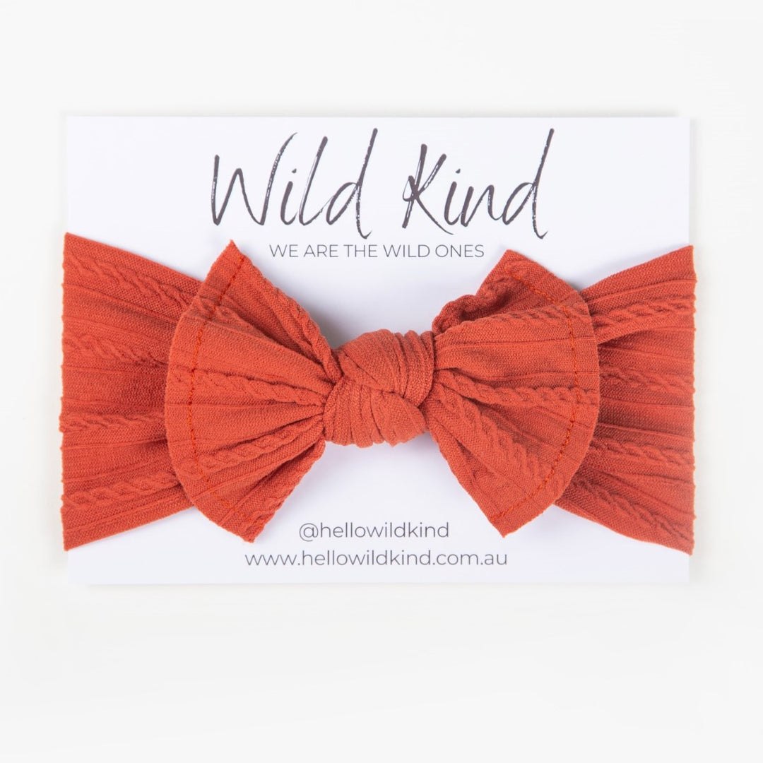Wild Kind Ayla Wide Bow Headband - Terracotta