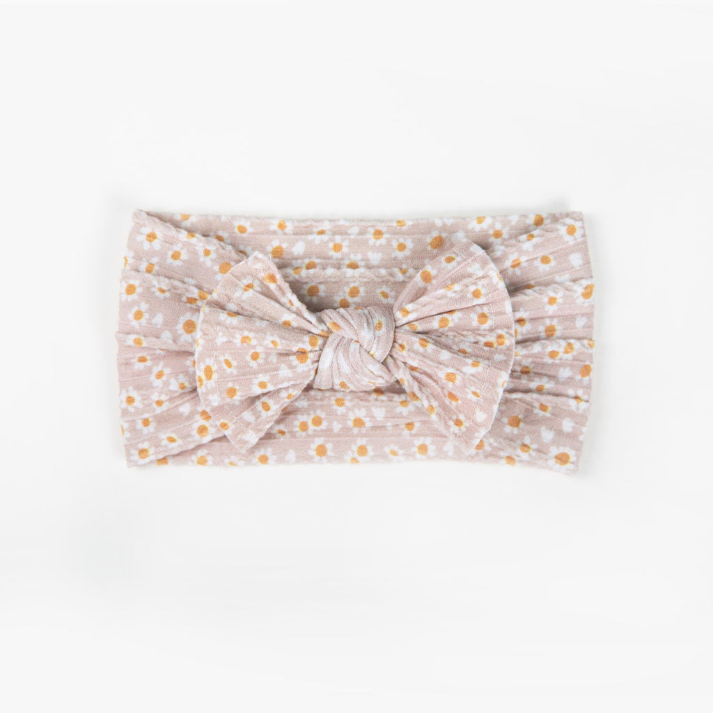 Ayla Wide Bow Headband - Taupe Floral