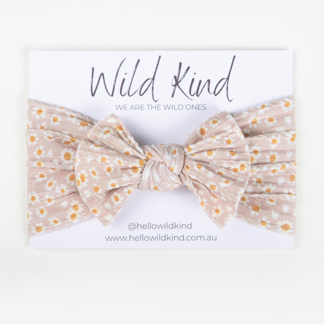 Wild Kind Ayla Wide Bow Headband - Taupe Floral