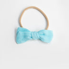 Dorothy Linen Bow Headband - Baby Blue