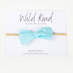 Dorothy Linen Bow Headband - Baby Blue
