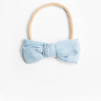 Dorothy Linen Bow Headband - Dusty Blue