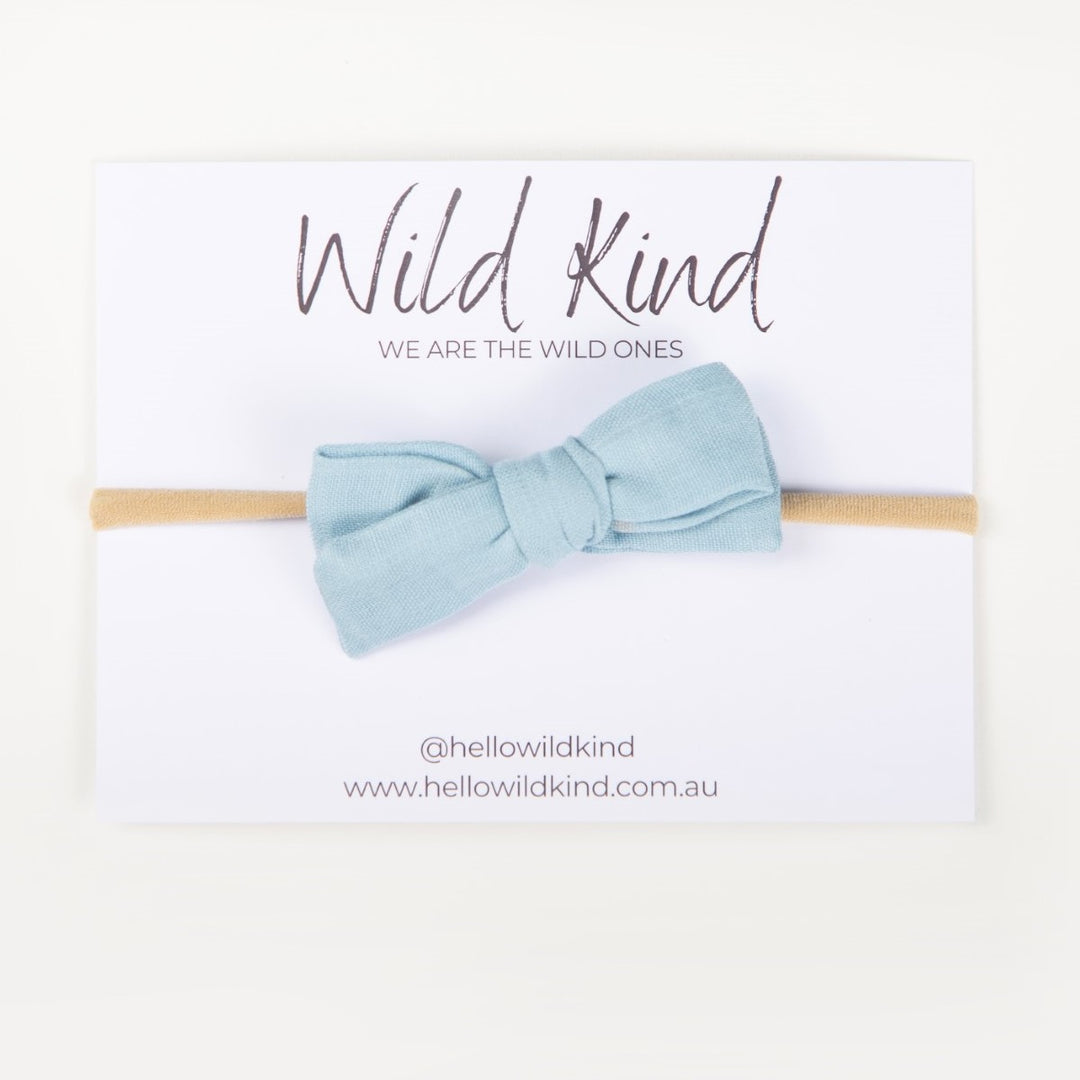Wild Kind Dorothy Linen Bow Headband - Dusty Blue
