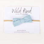 Dorothy Linen Bow Headband - Dusty Blue