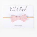 Dorothy Linen Bow Headband - Dusty Pink