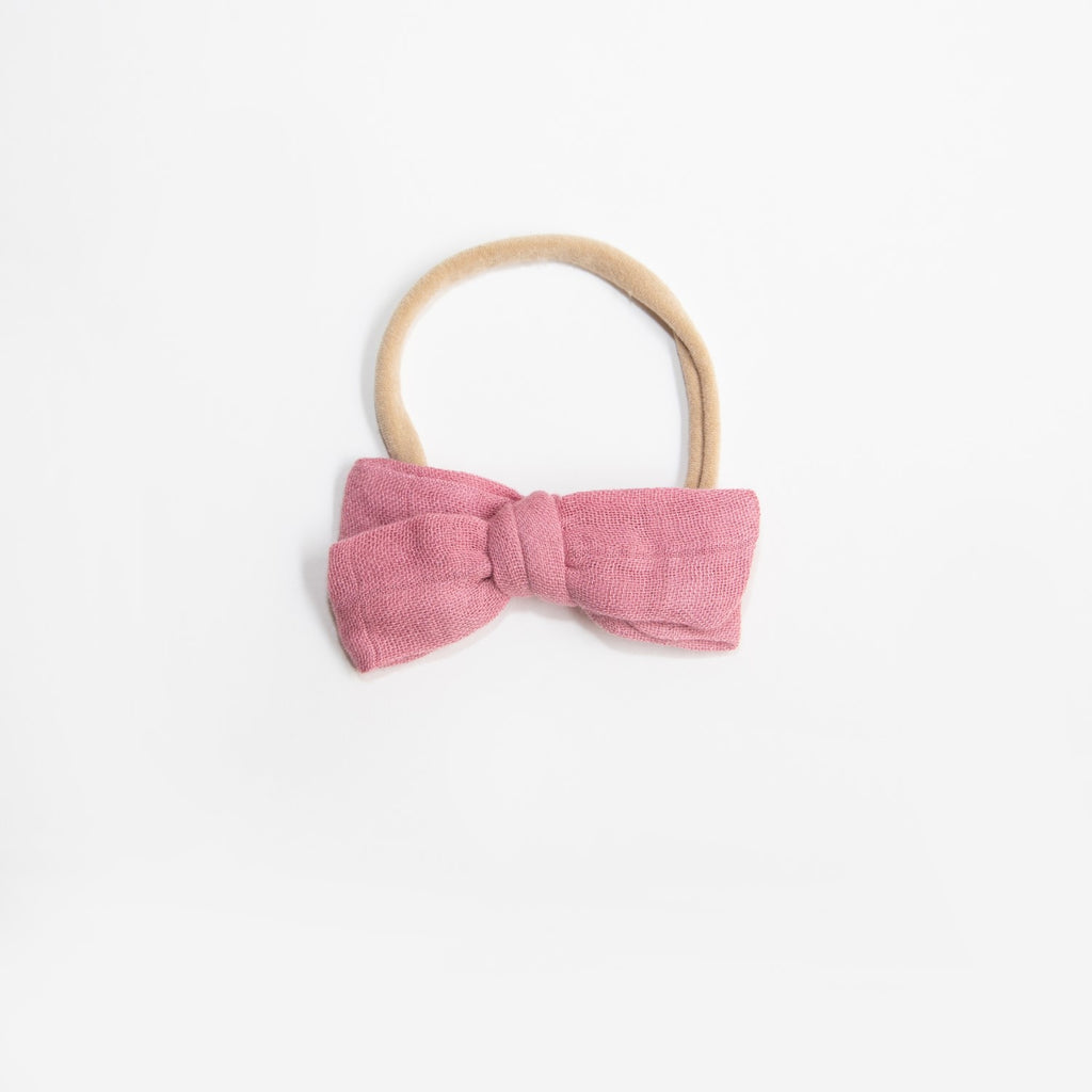 Dorothy Linen Bow Headband - Dusty Rose