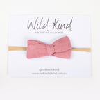 Dorothy Linen Bow Headband - Dusty Rose