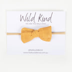 Dorothy Linen Bow Headband - Mustard