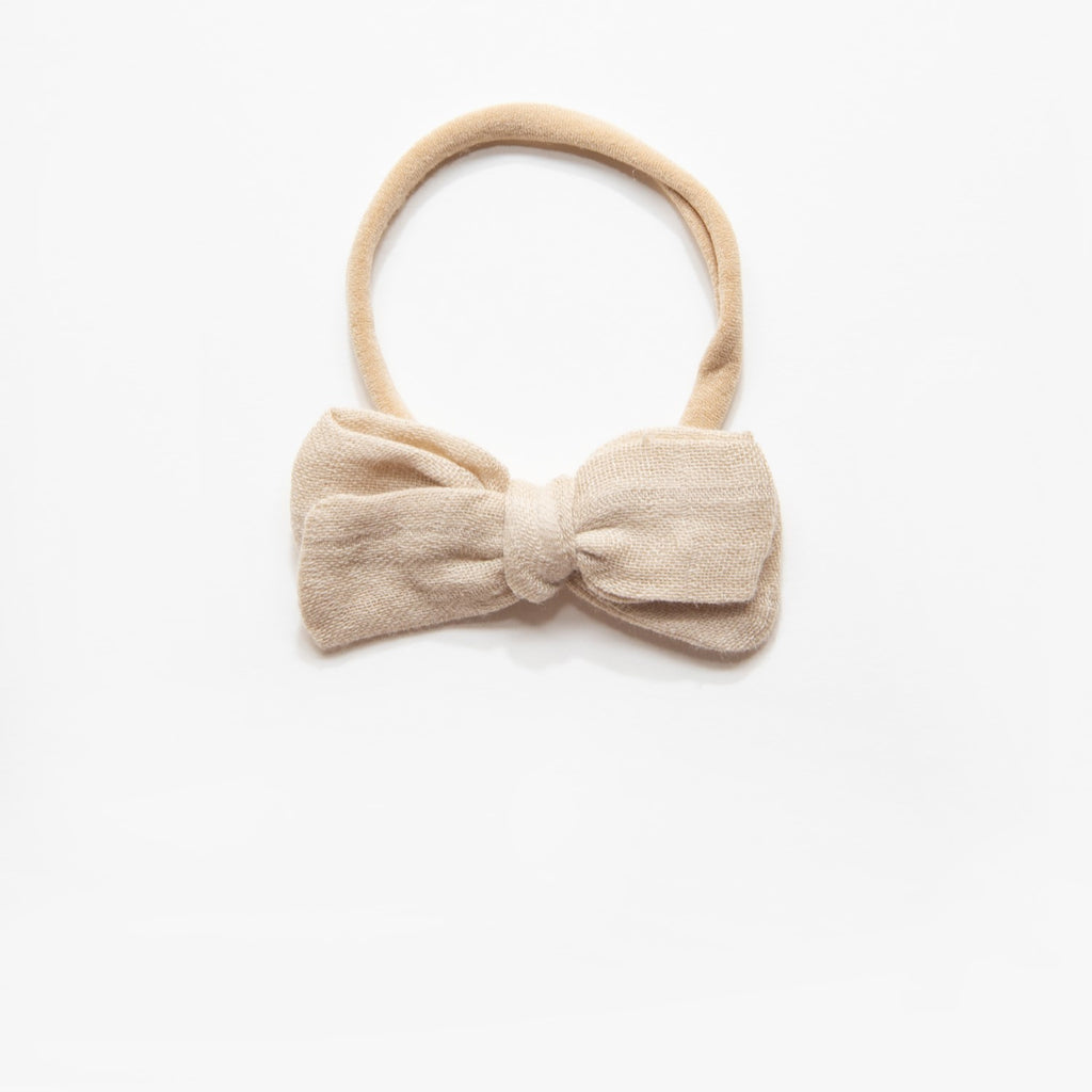 Dorothy Linen Bow Headband - Oatmeal