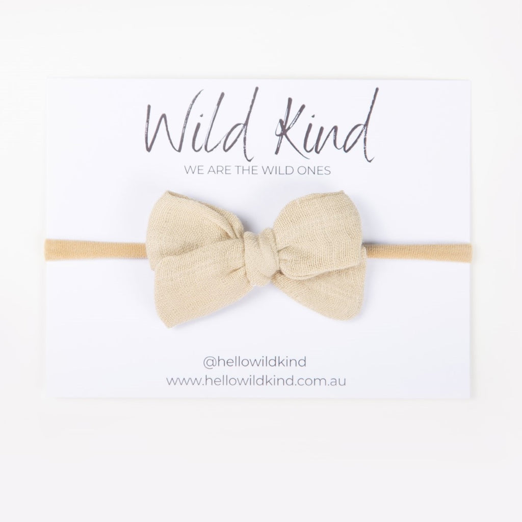 Dorothy Linen Bow Headband - Oatmeal
