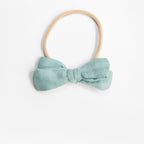 Dorothy Linen Bow Headband - Ocean Mist