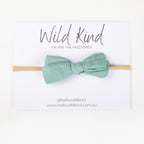 Dorothy Linen Bow Headband - Ocean Mist