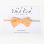 Dorothy Linen Bow Headband - Peach