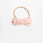 Dorothy Linen Bow Headband - Pink Lemonade