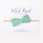 Dorothy Linen Bow Headband - Sage