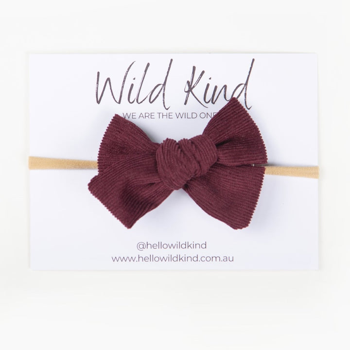 Wild Kind Florence Cord Bow Headband - Burgundy