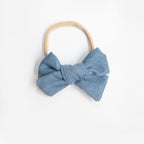 Florence Cord Bow Headband - Dusty Blue
