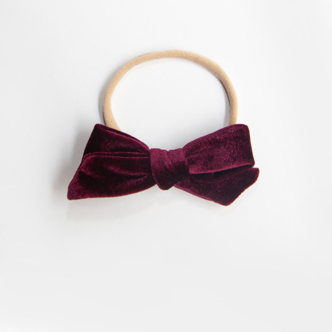 Wild Kind Hazel Velour Bow Headband - Burgundy