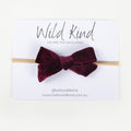 Hazel Velour Bow Headband - Burgundy