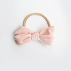 Hazel Velour Bow Headband - Ice Pink