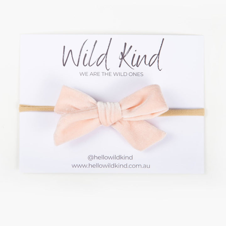 Wild Kind Hazel Velour Bow Headband - Ice Pink