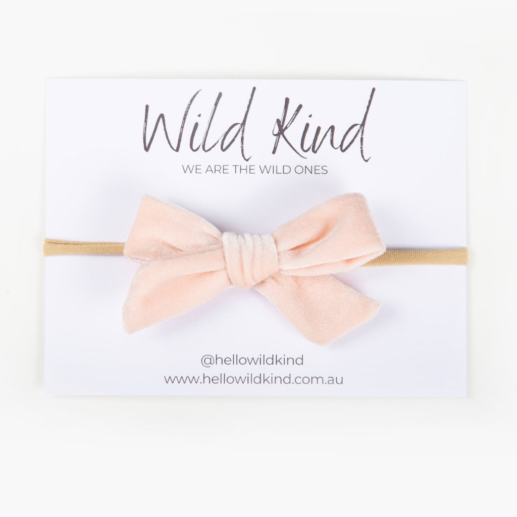 Wild Kind Hazel Velour Bow Headband - Ice Pink