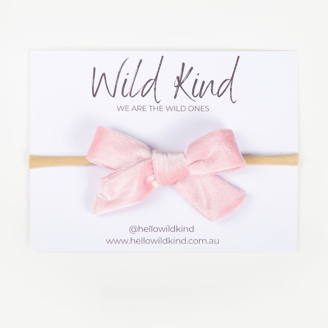 Wild Kind Hazel Velour Bow Headband - Lolly Pink